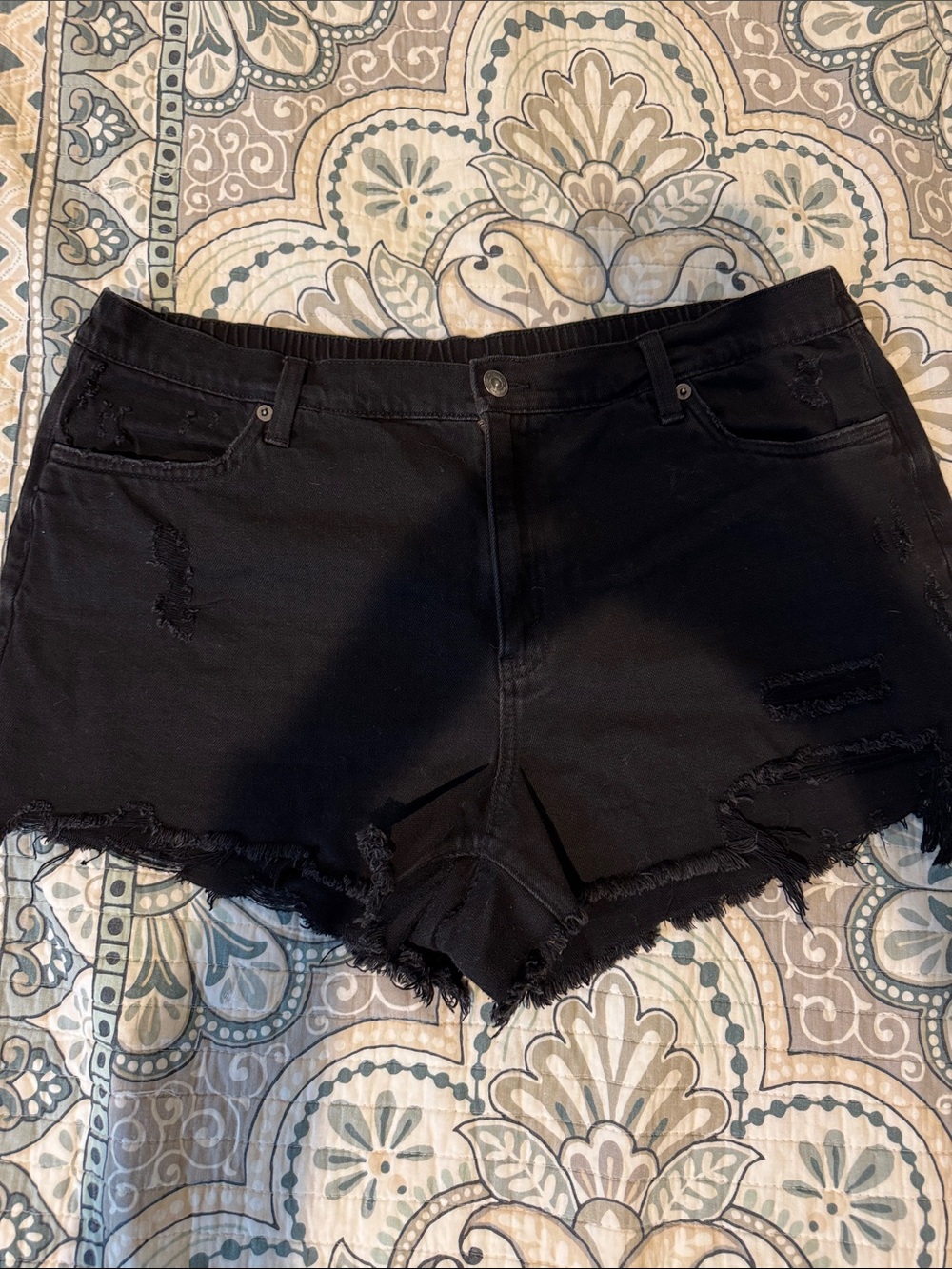 Aerie Black Distressed Women's Denim Shorts